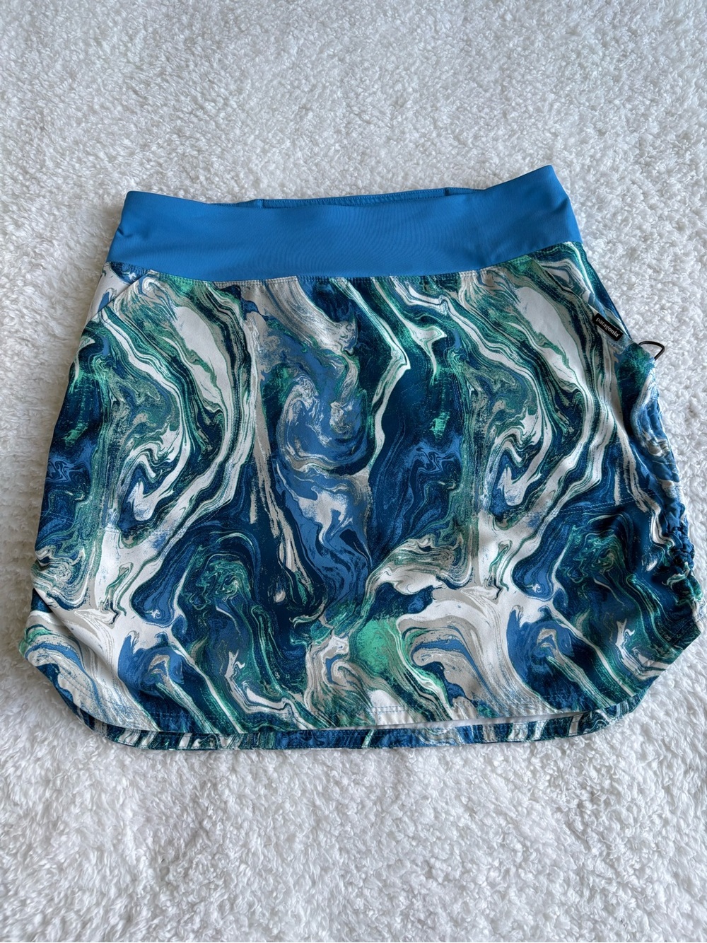 Patagonia Tech Fishing Skort Blue Green "Bluff River Tailored Grey" - Size Small